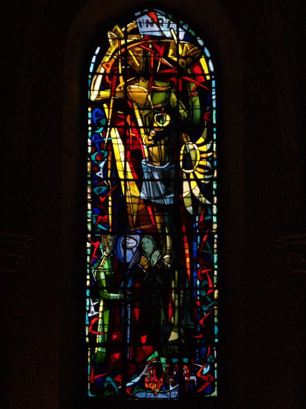 Paris, France: Place Jean Marais, Eglise Saint-Pierre de Montmartre: Christ, central choir window (1953, Max Ingrand)