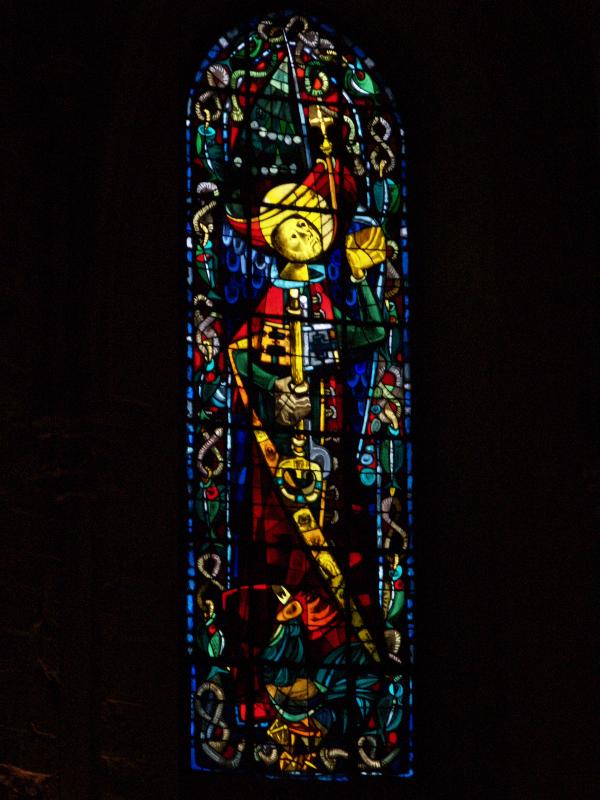 Paris, France: Place Jean Marais, Eglise Saint-Pierre de Montmartre: Saint Pierre, left choir window (1953, Max Ingrand)