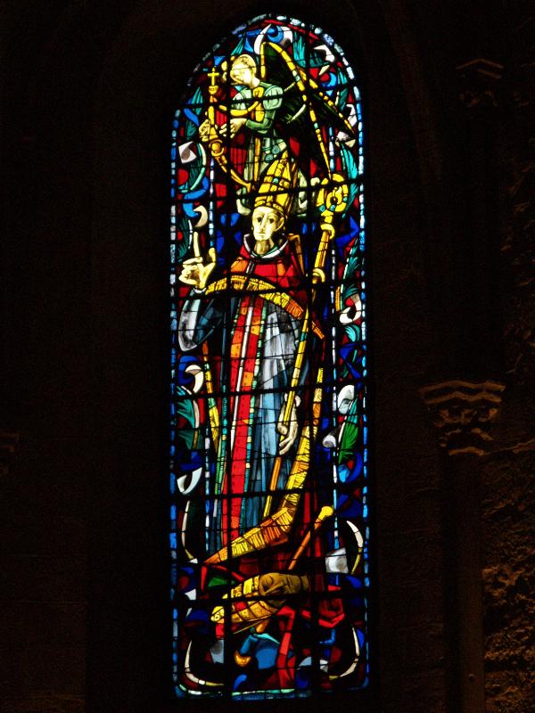 Paris, France: Place Jean Marais, Eglise Saint-Pierre de Montmartre: Saint Denis, right choir window (1953, Max Ingrand)