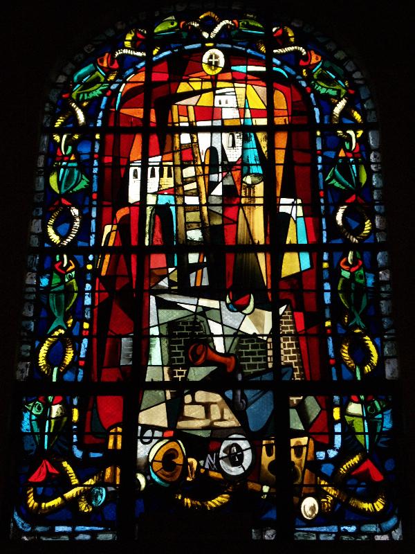 Paris, France: Place Jean Marais, Eglise Saint-Pierre de Montmartre: Tu es Pierre et sur cette pierre, je batirai mon Eglise (1953, Max Ingrand)