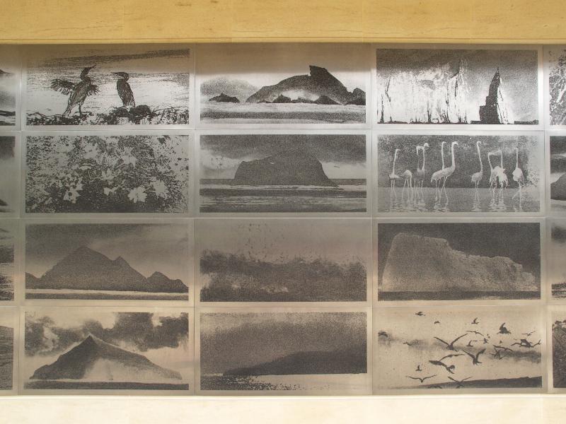 Cambridge, England: Botanic Garden: nine of forty prints (Galapagos, 2010, Norman Ackroyd)