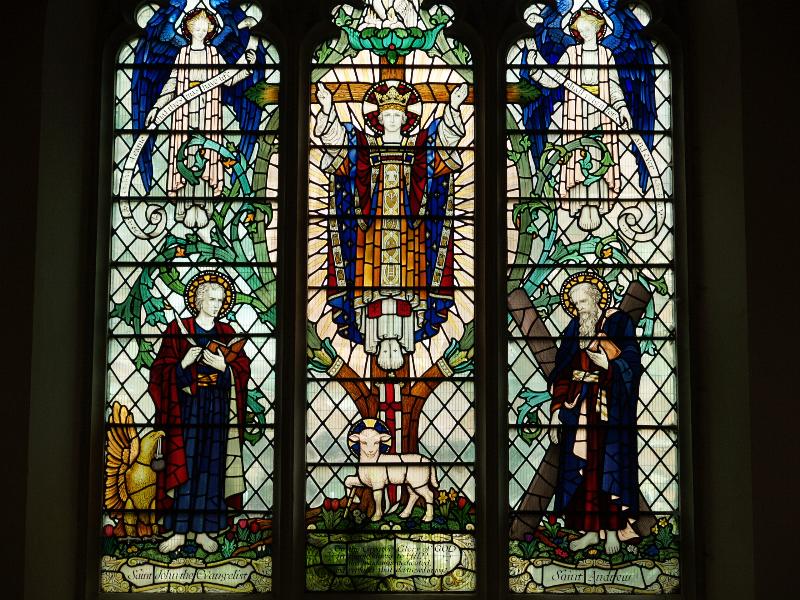 Cambridge, England: Bridge Street, Holy Sepulchre (Round Church): Crucifixion, St John and St Andrew