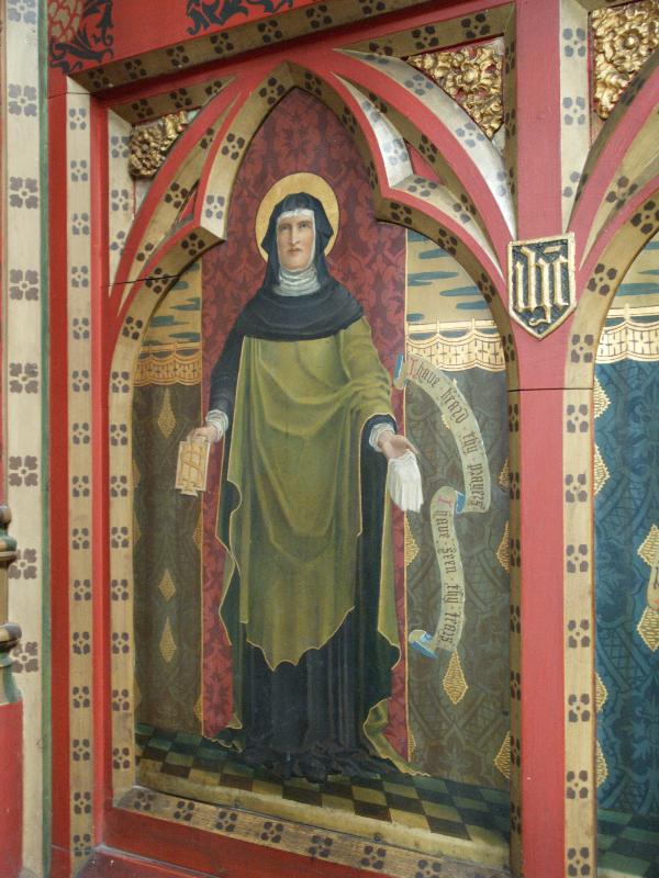 Cambridge, England: St Giles's Church: rood screen panel, St Monica