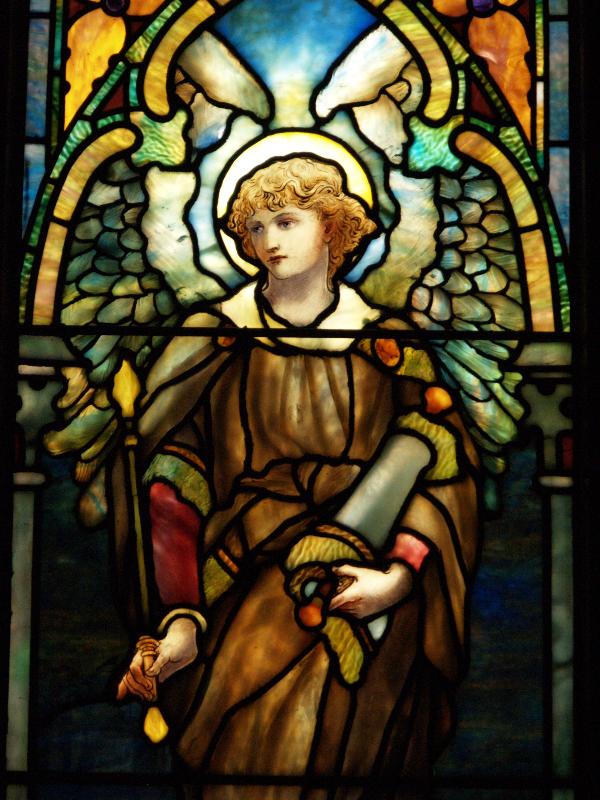 Mare Island, California (CA): St Peter's Chapel: Archangel Uriel (Angel of Light) (1906, Tiffany Studios)