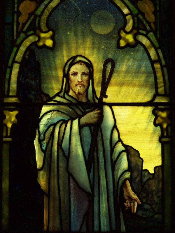 Mare Island, California (CA): St Peter's Chapel: Jesus as Shepherd (>=1910, Tiffany Studios)