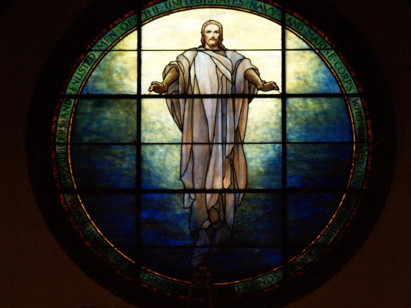 Mare Island, California (CA): St Peter's Chapel: Ascension (rose window) (1930, Tiffany Studios)