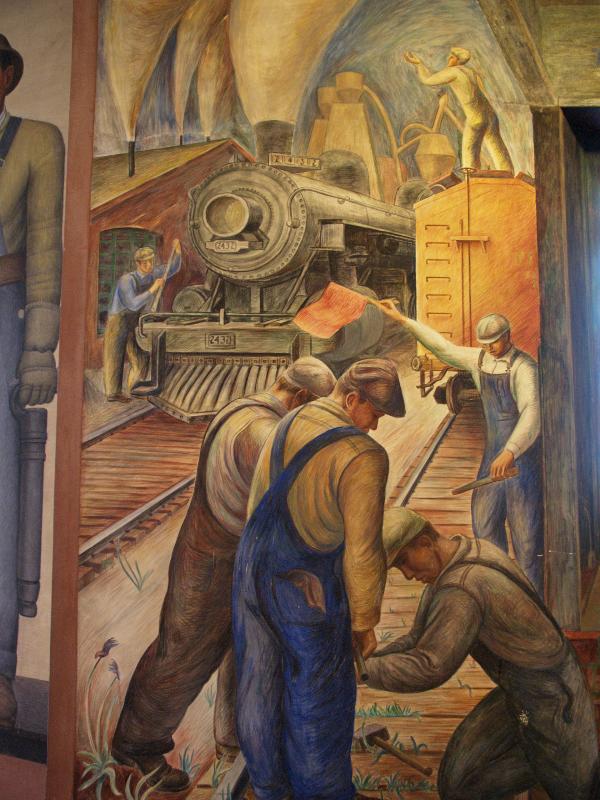 San Francisco, California (CA): Coit Tower: Railroad and Shipping (1933, artist William Hesthal)