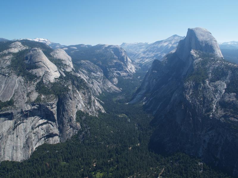 Yosemite National Park, California (CA): Glacier Point: view up Tenaya Canyon valley
