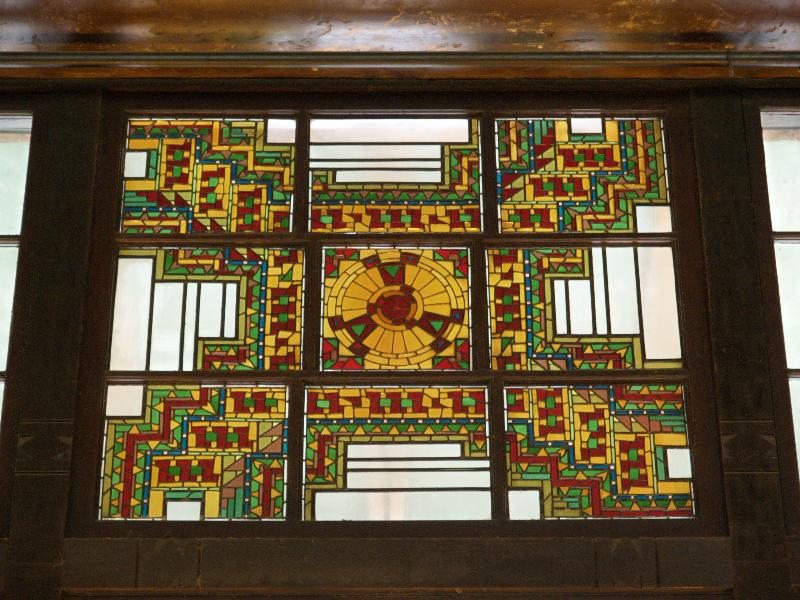 Yosemite National Park, California (CA): Ahwahnee Hotel: Great Lounge, stained glass window (1927, Jeannette Dyer Spencer)