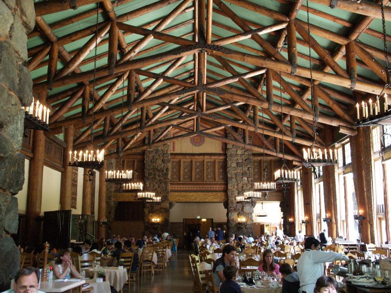Yosemite National Park, California (CA): Ahwahnee Hotel: Dining Room (1926-1927, architect Gilbert Stanley Underwood, interior design Phyllis Ackerman and Arthur Upham Pope)