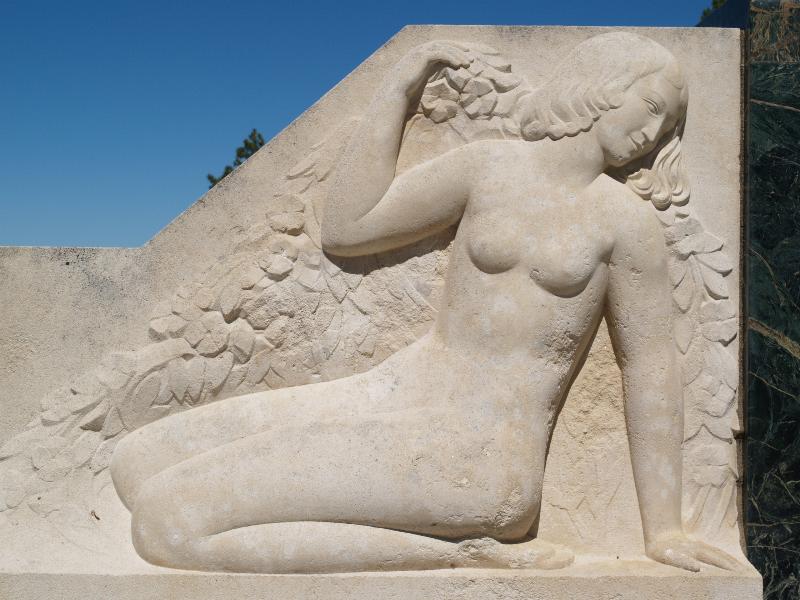 San Simeon, California (CA): Hearst Castle: Neptune Pool, female figure (deco)