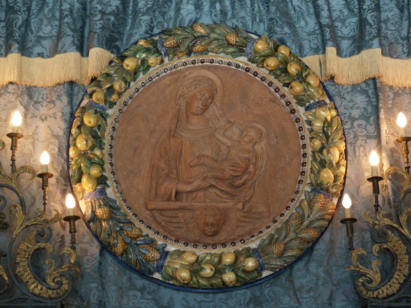 San Simeon, California (CA): Hearst Castle: Casa Grande, Mother and Child (della Robbia??)