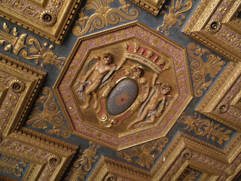 San Simeon, California (CA): Hearst Castle: Casa del Monte (House B), ceiling detail