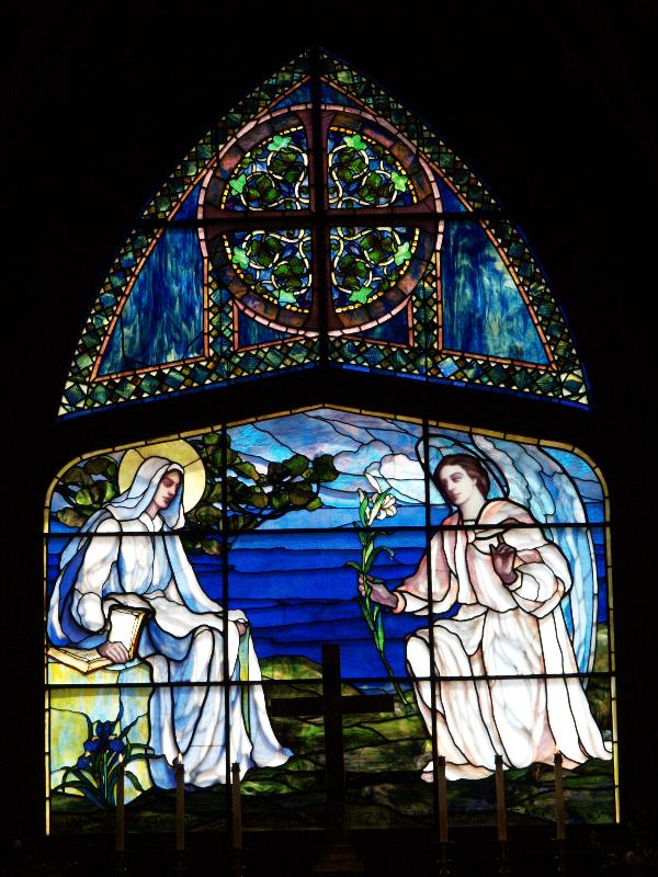 Pacific Grove, California (CA): St Mary's-by-the-Sea Episcopal Church: Annunciation (1894, artist Bruce Porter)