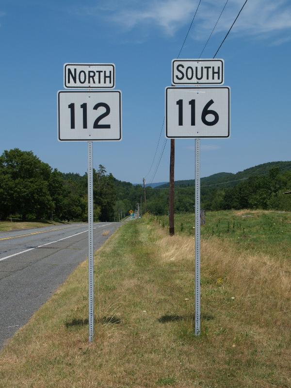 Ashfield, Massachusetts (MA): Routes 112 and 116: North = South