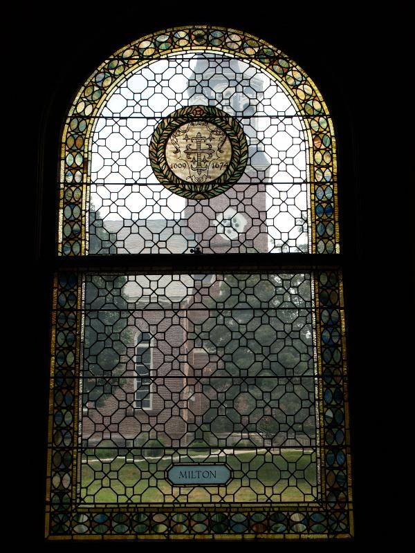 Springfield, Massachusetts (MA): George Walter Vincent Smith Art Museum: Milton window (one of 14 similar windows; 1895, Tiffany)