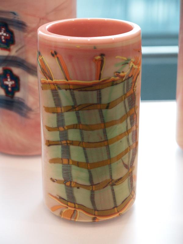 Boston, Massachusetts (MA): Museum of Fine Arts: Navajo Blanket Cylinder (about 1975-1976, Dale Chihuly)