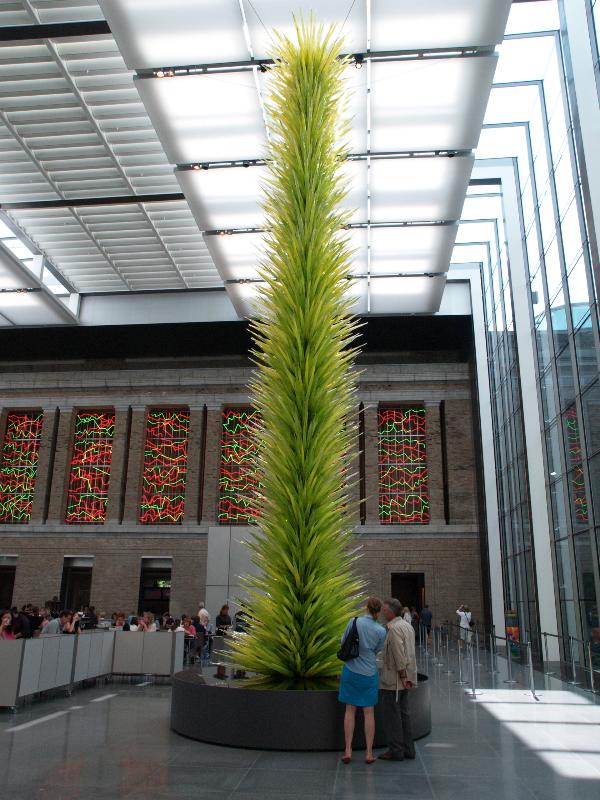 Boston, Massachusetts (MA): Museum of Fine Arts: Lime Green Icicle Tower (2011?, Dale Chihuly)