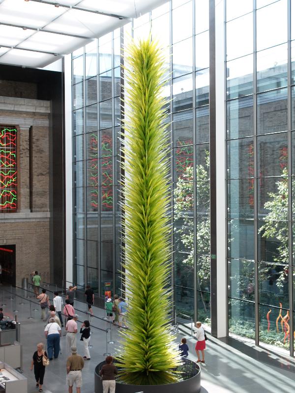 Boston, Massachusetts (MA): Museum of Fine Arts: Lime Green Icicle Tower (2011?, Dale Chihuly)