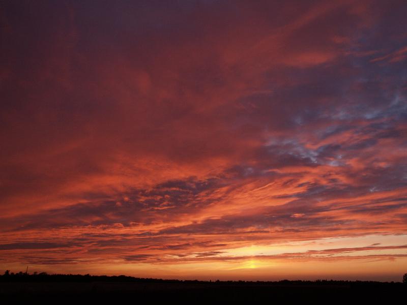 Cambridge, England: field at end of Brownlow Road: sunset