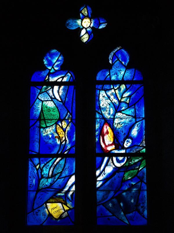 Tudeley, England: All Saints' Church: south east chancel window (installed 1967-1985, Marc Chagall)