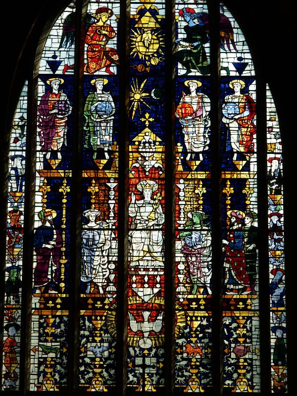 Scarborough, England: St Mary's Parish Church: Benedicite Window, Great East Window (1958, made by H. Harvey and designed by H.J. Stammers of York)