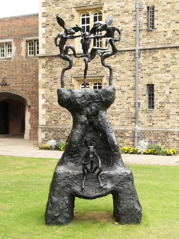 Cambridge, England: Jesus College: Large Monument (1996, Barry Flanagan)
