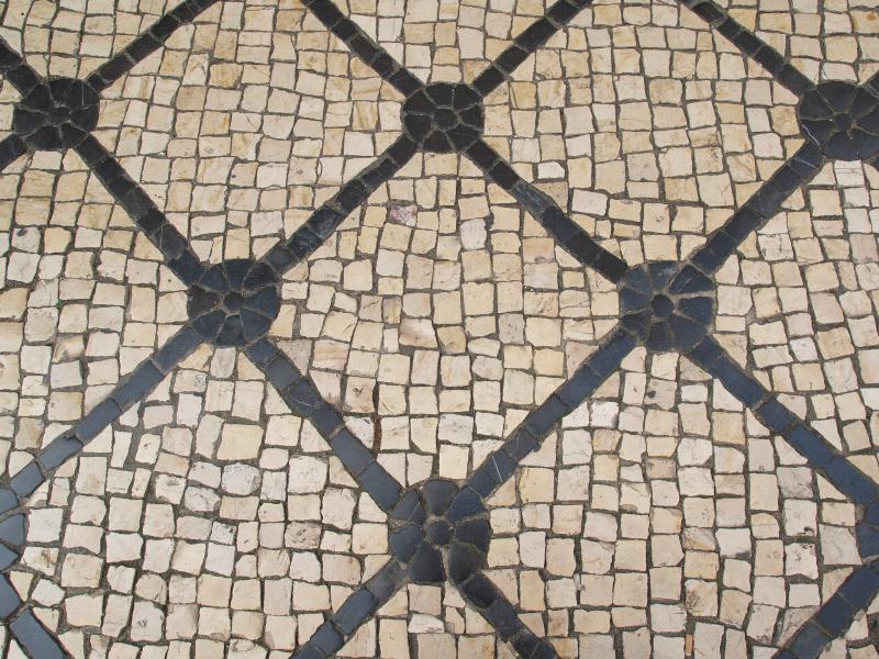 Lisbon, Portugal: Rua Garrett: black and white pavement