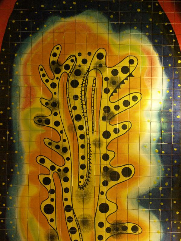 Lisbon, Portugal: Estacao de metro Oriente (Oriente Station): blob (artist Yayoi Kusama)