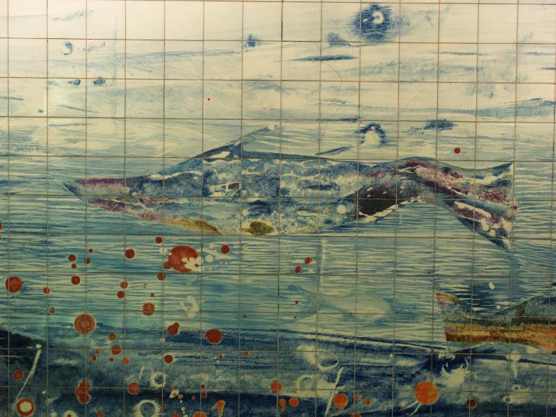 Lisbon, Portugal: Estacao de metro Oriente (Oriente Station): shark (artist Abdoulaye Konate)