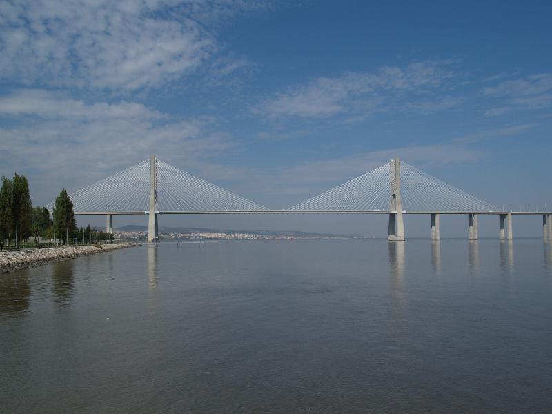 Lisbon, Portugal: Ponte Vasco da Gama: view (1998, designer Armando Rito)