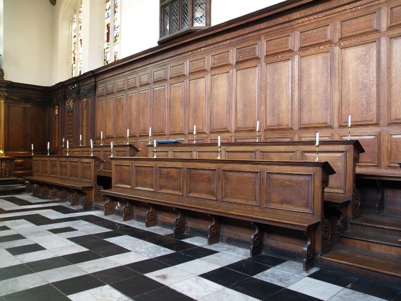 Cambridge, England: Christ's College: chapel stalls