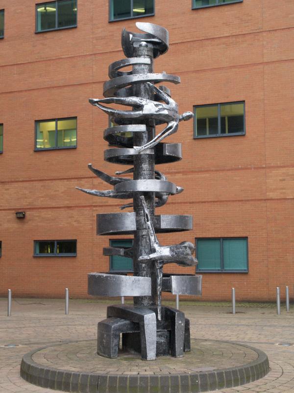 Leicester, England: University of Leicester: Henry Wellcome Building, Vortex (1999, John Sydney Carter, installed here in 2006)