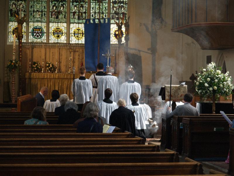 Cambridge, England: Little St Mary's Church: Beating the Bounds service, Rogation Sunday