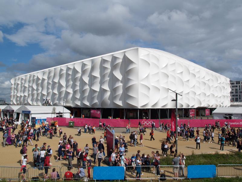 London, England: Olympic Park, Basketball Arena: view (2009-2011,Wilkinson Eyre Architects)