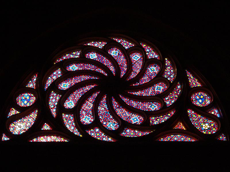 Lyon, France: Cathedrale Saint-Jean-Baptiste de Lyon: swirly window
