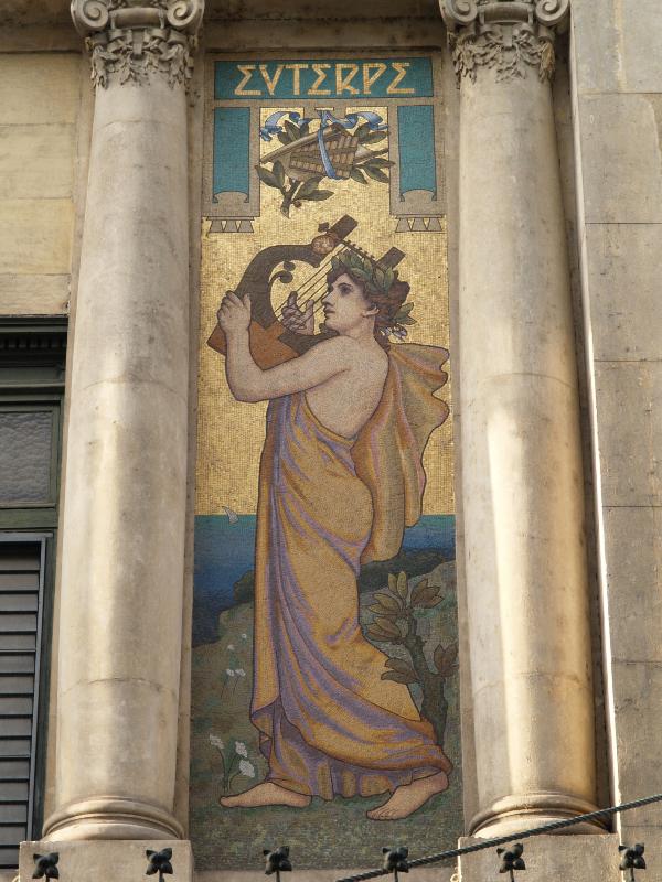 Lyon, France: Rue de la Martiniere, Salle Rameau: muse Euterpe (1907-1908, architects Franc_ois Clermont and Eugene Riboud; mosaic Mangier and Guillermin, material from Venice)