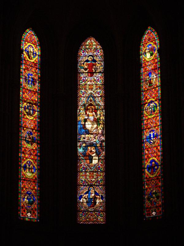 Lyon, France: Eglise Saint Nom de Jesus: windows behind altar (designer, Father Dauzas??)