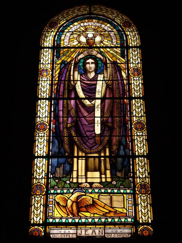 Lyon, France: Eglise Saint Pothin: John the Evangelist (1932, artist Joseph-Emile Begule, made by Balmet of Grenoble)