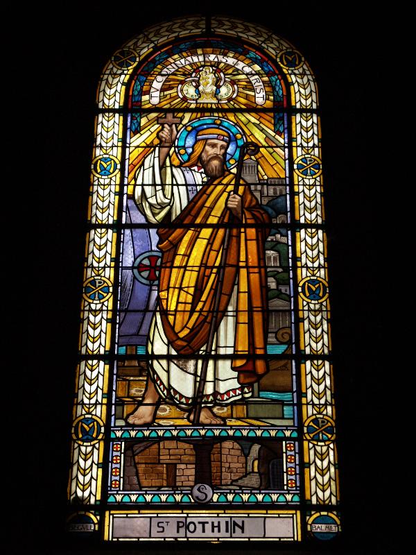 Lyon, France: Eglise Saint Pothin: Saint Pothin (1932, artist Joseph-Emile Begule, made by Balmet of Grenoble)
