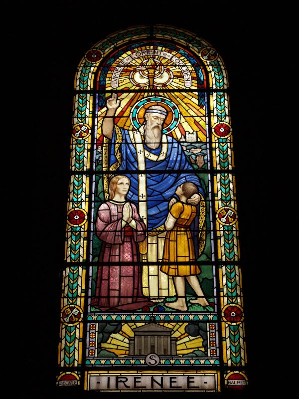 Lyon, France: Eglise Saint Pothin: Saint Irena (1932, artist Joseph-Emile Begule, made by Balmet of Grenoble)