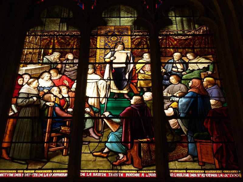 Lyon, France: L'Eglise Saint-Nizier: reading of the statutes of the Brotherhood of St Trinity (1894, Lucien Begule)