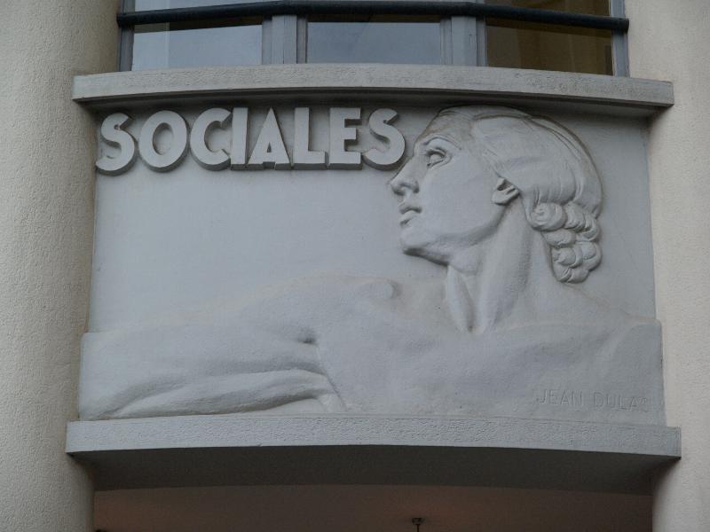 Lyon, France: Rue Voltaire, Caisse d'Assurances Sociales de Travail: woman (deco, 1934-1935, architect Louis Weckerlin, sculptor Jean Dulac)