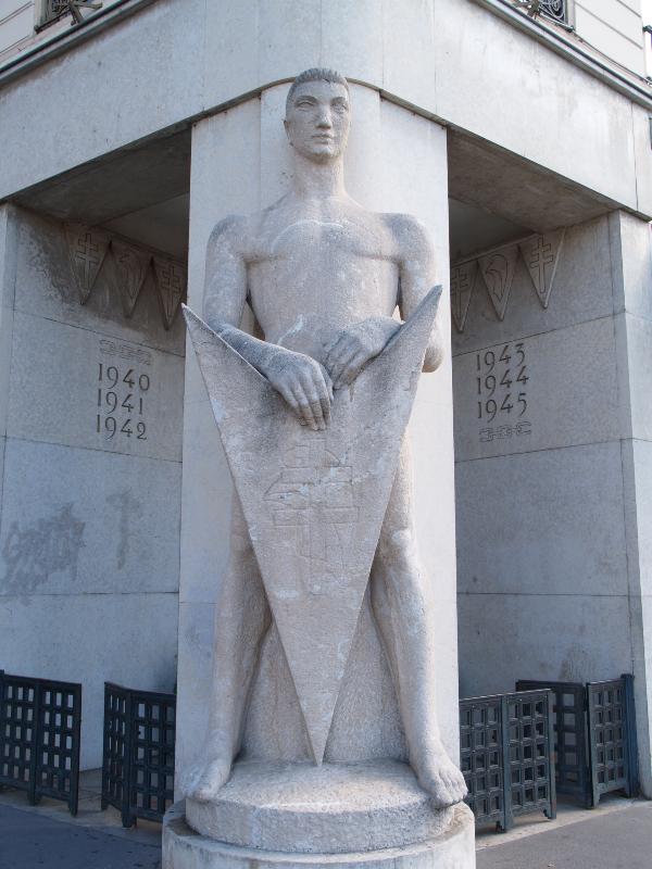 Lyon, France: Place Carnot, Monument a la Resistance: Veilleur de pierre (1948, architect L. Thomas, sculptor Georges Salendre)