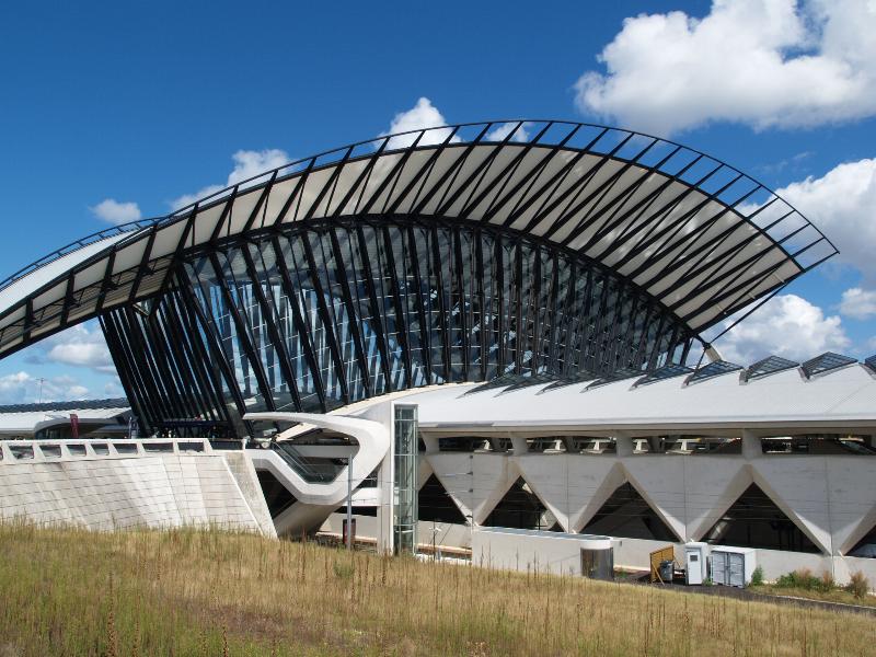 Lyon, France: Lyon-Saint Exupery Airport, train station: view (1989-1994, Santiago Calatrava)