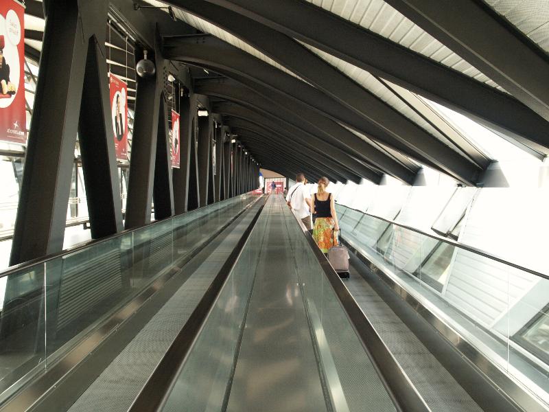 Lyon, France: Lyon-Saint Exupery Airport, train station: travelator (1989-1994, Santiago Calatrava)