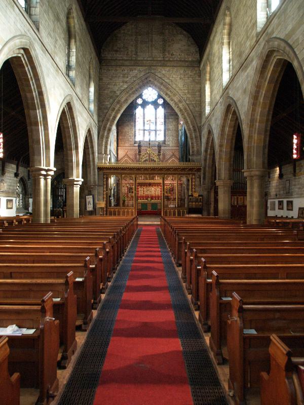 Scarborough, England: St Martin-on-the-Hill: view up aisle