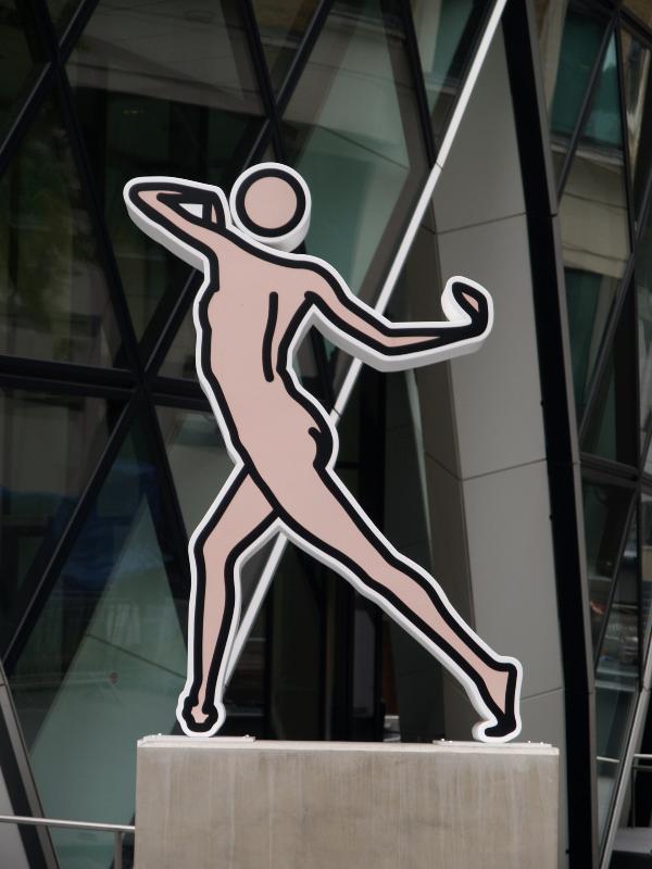 London, England: St Mary Axe, Swiss Re (Gherkin): Caterina Dancing Naked, 03 (2009, Julian Opie)