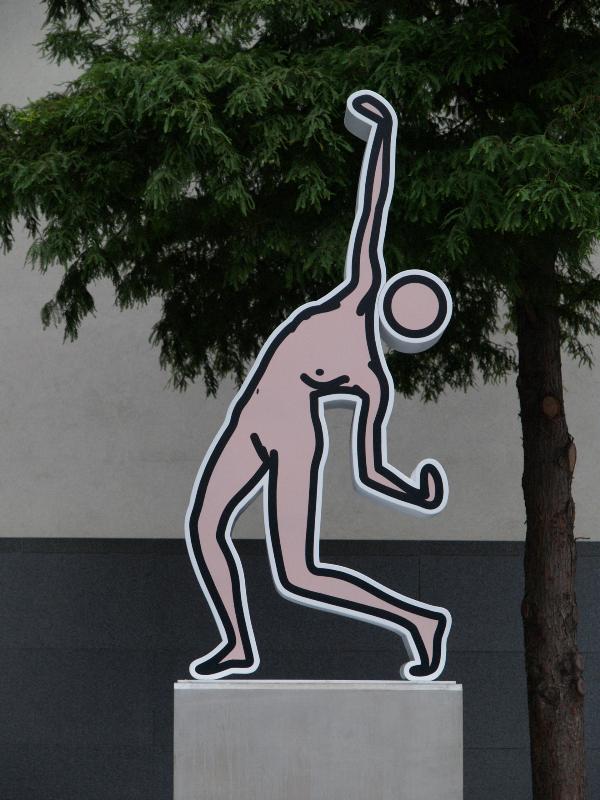 London, England: St Mary Axe, Swiss Re (Gherkin): Caterina Dancing Naked (02, 2009, Julian Opie)