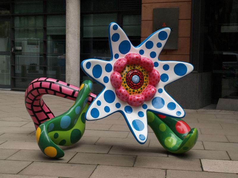 London, England: St Mary Axe: Flowers that Bloom Tomorrow (2010, Yayoi Kusama)